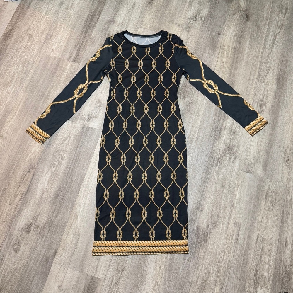 SHEIN SXY Chain Print Split‎ Hem Bodycon Dress